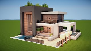 MODERNES HAUS mit POOL in MINECRAFT bauen TUTORIAL HAUS 223 [upl. by Corrie]