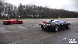 DRAG RACE LaFerrari vs Bugatti Veyron  Vmax Stealth [upl. by Ahseinat]