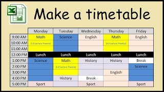 How to make a timetable in Excel [upl. by Ahsai]